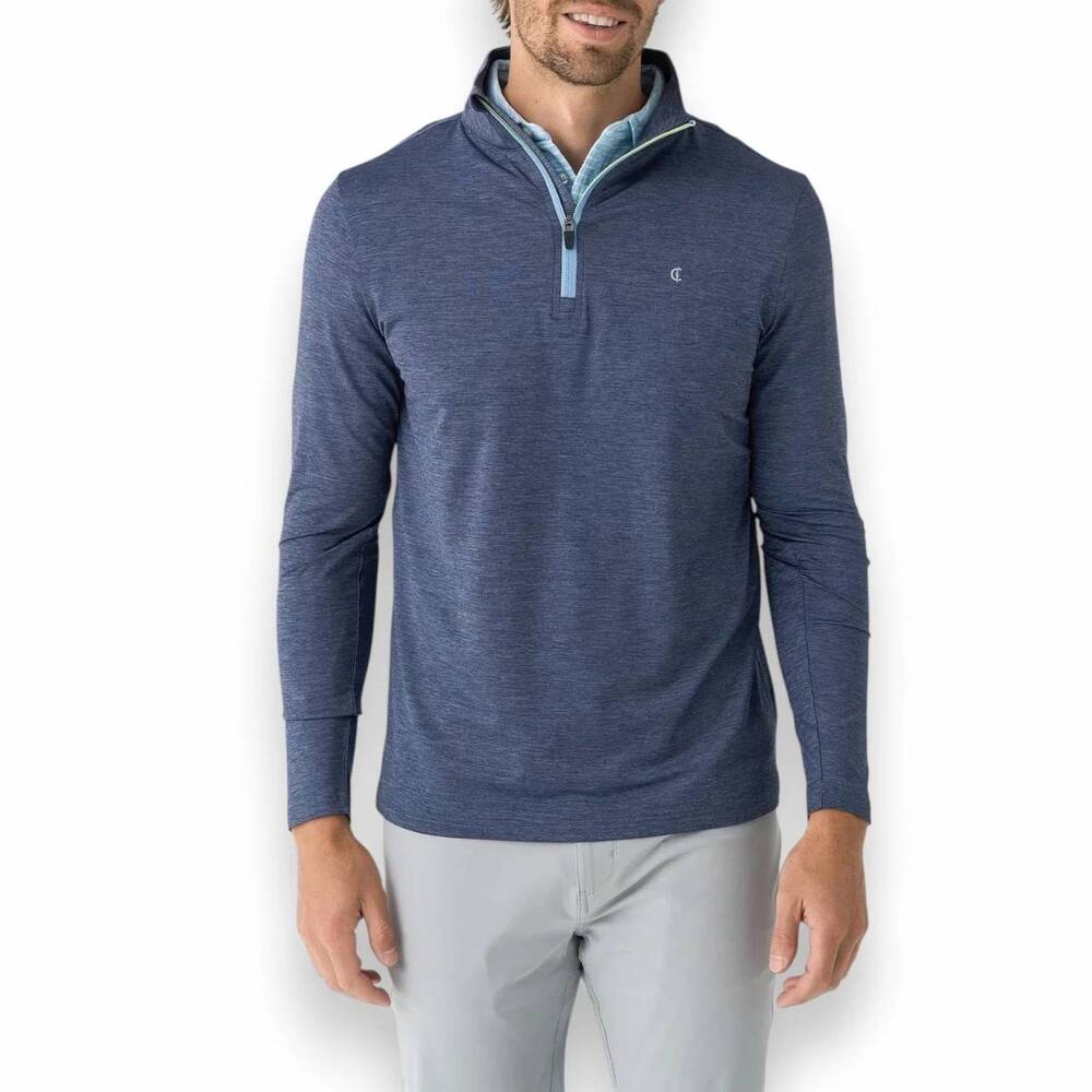 NEW CRIQUET feather performance knit quarter zip pullover jacket in blue